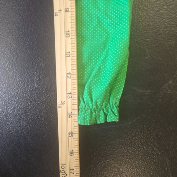 Vintage 70s Piccolo Kids Green Polka Dot Button-Up Cotton Shirt With Peter Pan C - Picture 6 of 6